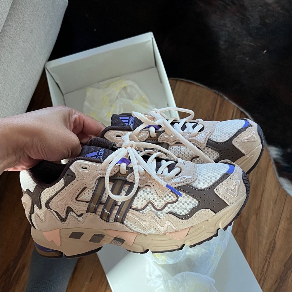 Bad Bunny Adidas Cream and Brown Sneakers with Blue Highlights